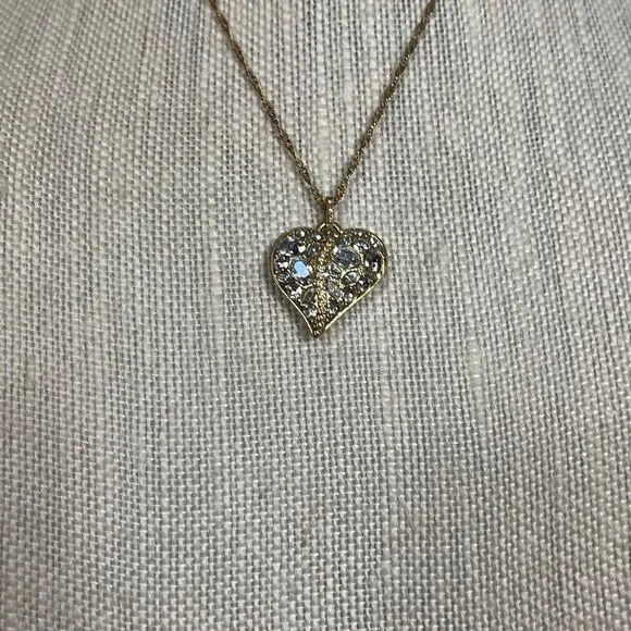 Brighton Trust Your Journey Crystal Golden Heart Necklace like new - Picture 2 of 8